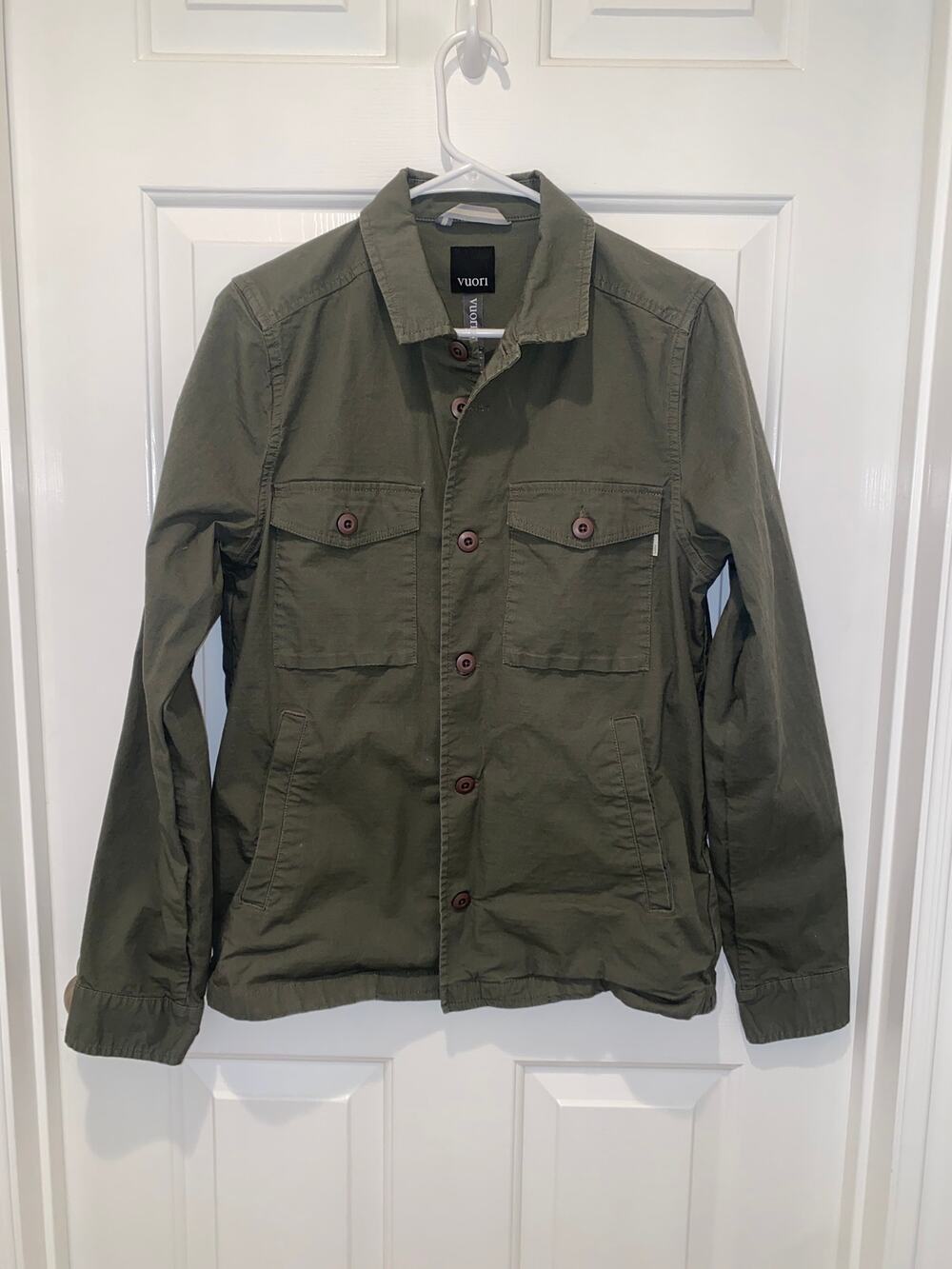 Vuori Ripstop Jacket Green Canvas Utility Military Shacket Size small